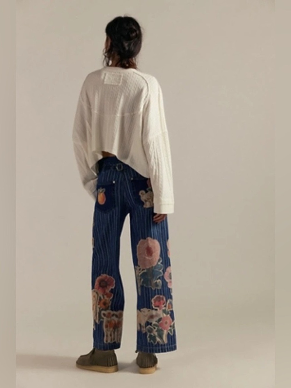NWT Free People We the Free Farm to Peach Patchwork Jeans Size 28 NEW with Tag - Picture 2 of 13